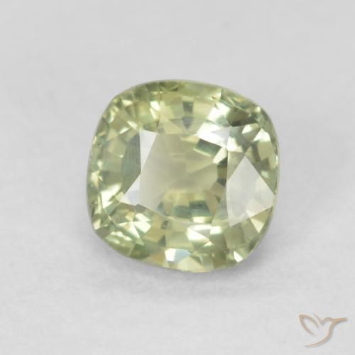 0.65 ct Green Sapphire Stone, Natural Sapphire in Cushion-Cut Shape for Sale