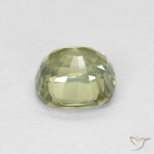 Sapphire Gemstone in 4.7 x 4.7 mm Size for Sale, Sapphire Stone in Very Light Sage Green Color