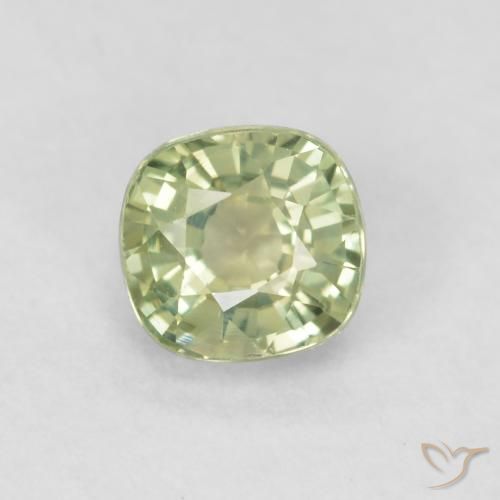 0.57ct Natural Very Light Sage Green Sapphire, Cushion, VVS-VS