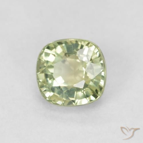 0.57 ct Green Sapphire Stone, Natural Sapphire in Cushion-Cut Shape for Sale