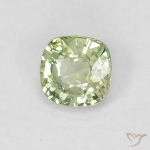 0.43 ct Green Sapphire Stone, Natural Sapphire in Cushion-Cut Shape for Sale