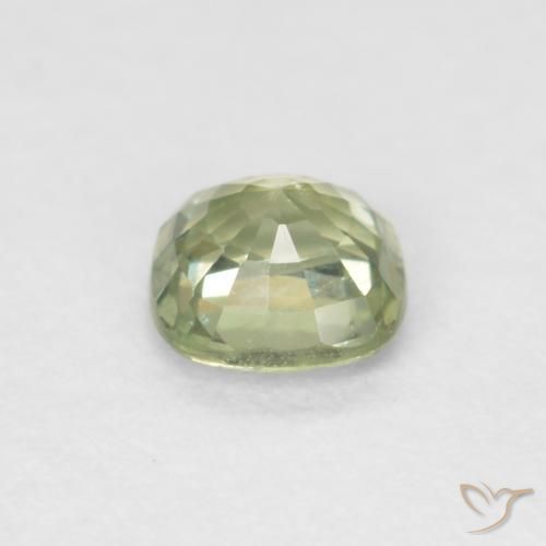 Sapphire Gemstone in 4.2 x 4.2 mm Size for Sale, Sapphire Stone in Very Light Sage Green Color