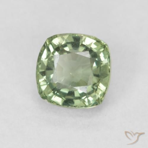 0.63 ct Green Sapphire Stone, Natural Sapphire in Cushion-Cut Shape for Sale