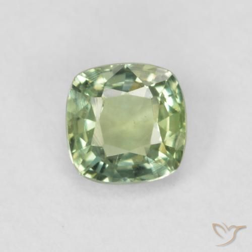 0.48ct Natural Light Sage Green Sapphire, Cushion, VVS-VS