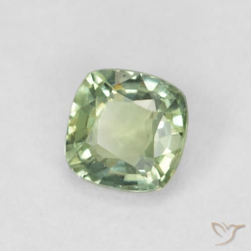 0.48 ct Green Sapphire Stone, Natural Sapphire in Cushion-Cut Shape for Sale