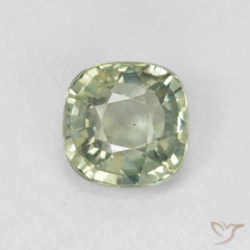 0.58ct Natural Light Sage Green Sapphire, Cushion, VVS-VS
