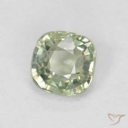 0.58 ct Green Sapphire Stone, Natural Sapphire in Cushion-Cut Shape for Sale