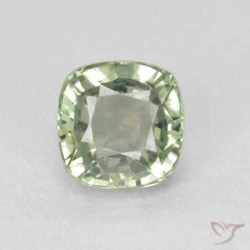 0.69ct Natural Very Light Sage Green Sapphire, Cushion, VVS-VS