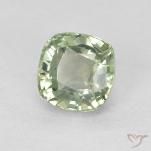 0.69 ct Green Sapphire Stone, Natural Sapphire in Cushion-Cut Shape for Sale