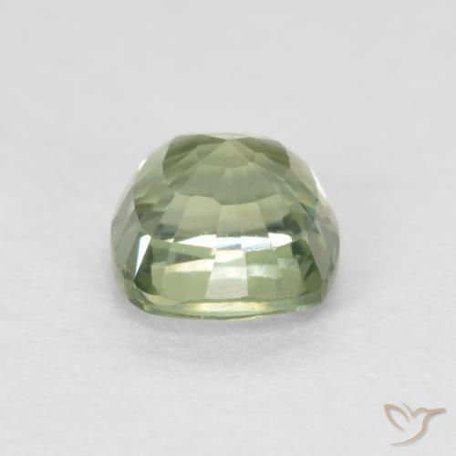 Sapphire Gemstone in 4.6 x 4.5 mm Size for Sale, Sapphire Stone in Very Light Sage Green Color