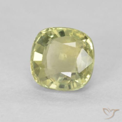 0.64 ct Green Sapphire Stone, Natural Sapphire in Cushion-Cut Shape for Sale