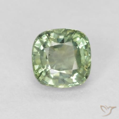 0.55ct Natural Very Light Sage Green Sapphire, Cushion, VVS