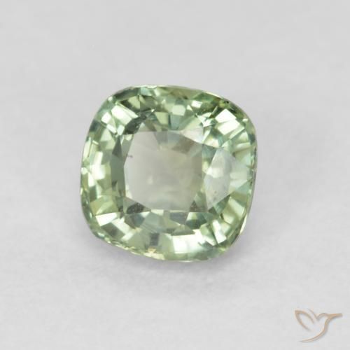 0.55 ct Green Sapphire Stone, Natural Sapphire in Cushion-Cut Shape for Sale