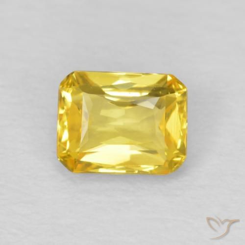 0.60ct Natural Medium Golden Sapphire, Emerald Cut, VVS