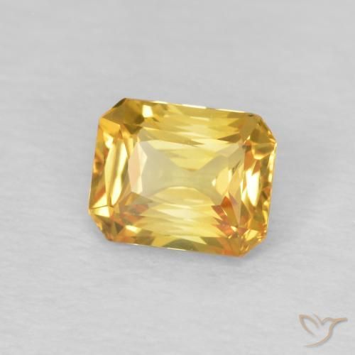 0.53 ct Golden Sapphire Stone, Natural Sapphire in Octagon / Scissor Cut Shape for Sale
