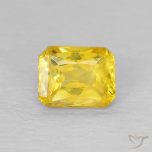 0.56ct Natural Medium Yellow Sapphire, Emerald Cut, VS