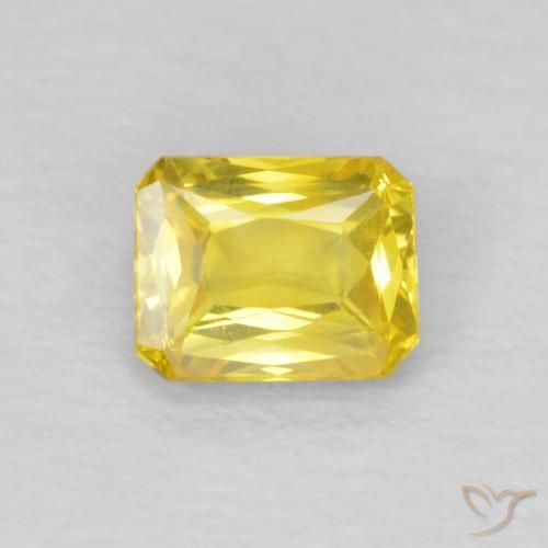 0.53ct Natural Medium Yellow Sapphire, Emerald Cut, VS