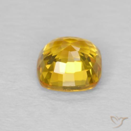 Sapphire Gemstone in 4.5 x 4.5 mm Size for Sale, Sapphire Stone in Bright Gold Color
