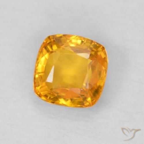 0.56 ct Golden Sapphire Stone, Natural Sapphire in Cushion-Cut Shape for Sale