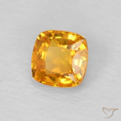 0.49 ct Orange Sapphire Stone, Natural Sapphire in Cushion-Cut Shape for Sale