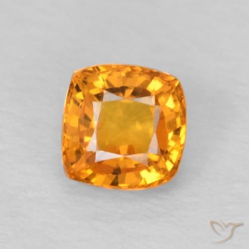 0.61ct Natural Bright Orange Sapphire, Cushion, VVS