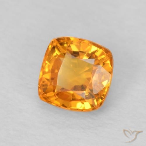 0.61 ct Orange Sapphire Stone, Natural Sapphire in Cushion-Cut Shape for Sale