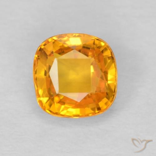 0.65ct Natural Orange-Gold Sapphire, Cushion, VVS
