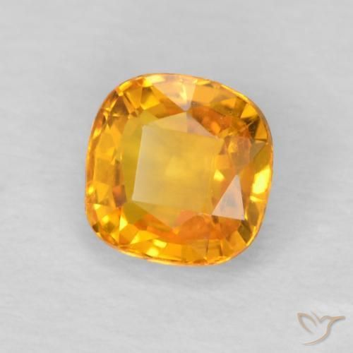 0.65 ct Golden Sapphire Stone, Natural Sapphire in Cushion-Cut Shape for Sale