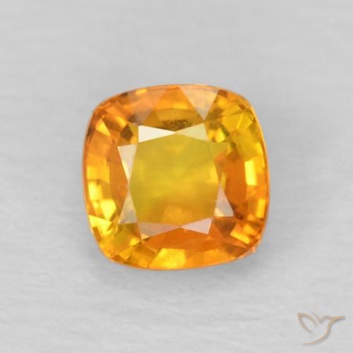 0.69ct Natural Medium Orange Sapphire, Cushion, VVS