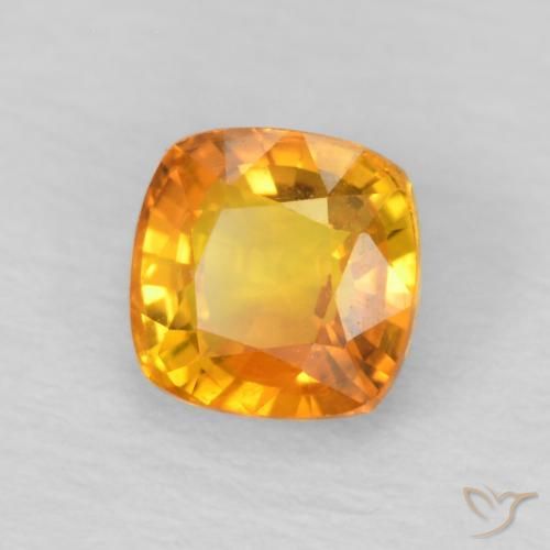 0.69 ct Golden Sapphire Stone, Natural Sapphire in Cushion-Cut Shape for Sale