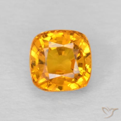 0.68ct Natural Orange-Gold Sapphire, Cushion, VVS, Photo A