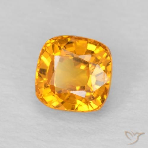 0.68 ct Golden Sapphire Stone, Natural Sapphire in Cushion-Cut Shape for Sale