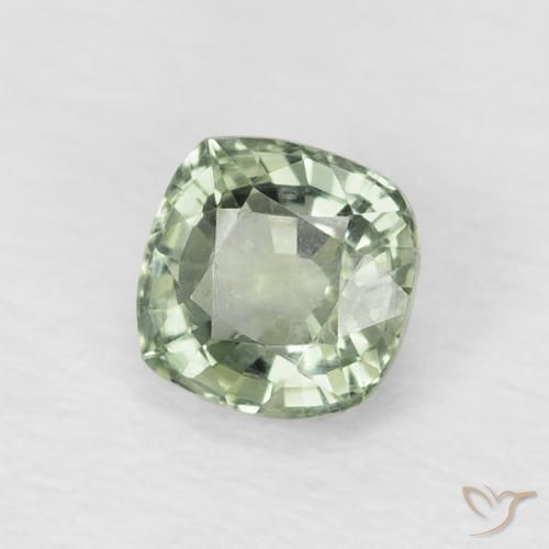 0.67 ct Green Sapphire Stone, Natural Sapphire in Cushion-Cut Shape for Sale