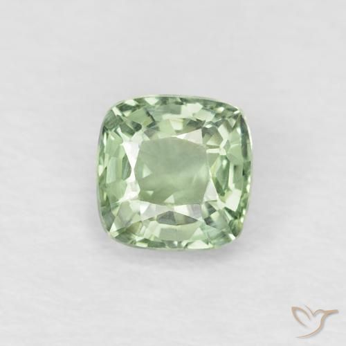 0.48ct Natural Very Light Green Sapphire, Cushion, VVS