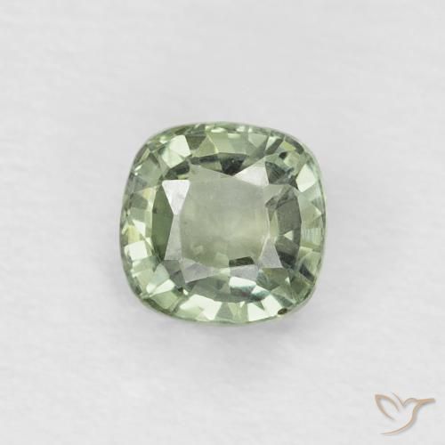 0.48ct Natural Light Green Sapphire, Cushion, VVS-VS