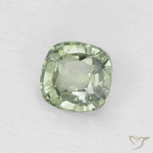 0.48 ct Green Sapphire Stone, Natural Sapphire in Cushion-Cut Shape for Sale