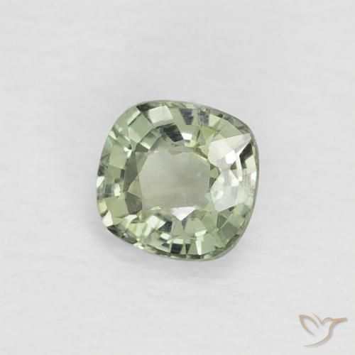 0.44 ct Green Sapphire Stone, Natural Sapphire in Cushion-Cut Shape for Sale