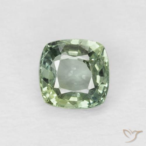 0.65ct Natural Light Moss Green Sapphire, Cushion, VVS-VS