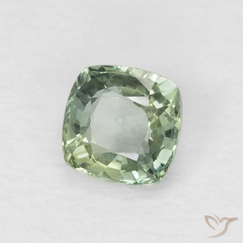 0.65 ct Green Sapphire Stone, Natural Sapphire in Cushion-Cut Shape for Sale