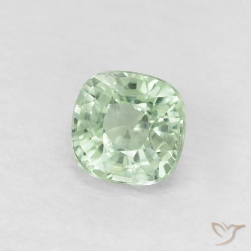 0.54 ct Green Sapphire Stone, Natural Sapphire in Cushion-Cut Shape for Sale