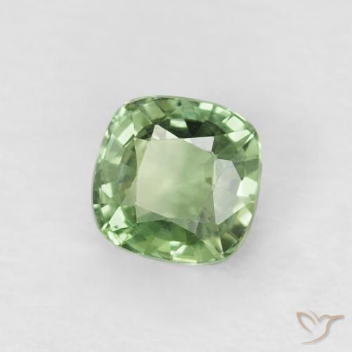 0.66 ct Green Sapphire Stone, Natural Sapphire in Cushion-Cut Shape for Sale