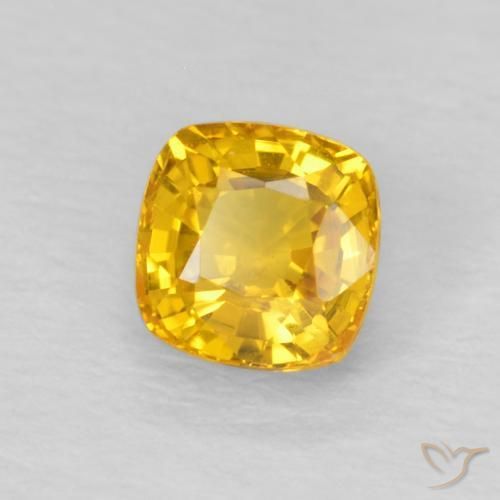 0.66 ct Golden Sapphire Stone, Natural Sapphire in Cushion-Cut Shape for Sale