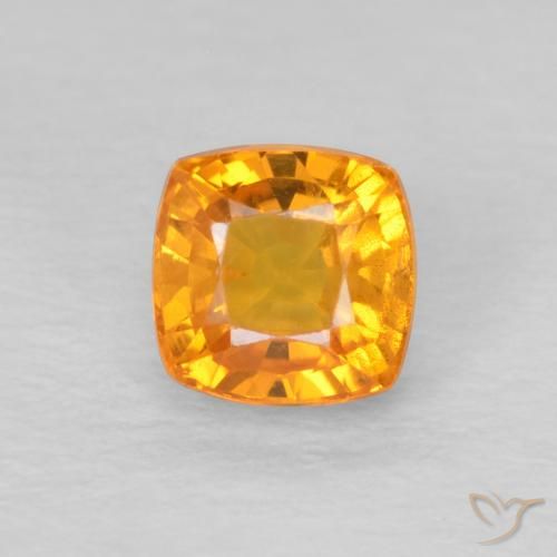 0.66ct Natural Bright Orange Sapphire, Cushion, VS, Photo A