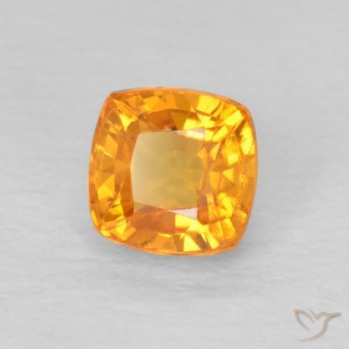 0.66 ct Orange Sapphire Stone, Natural Sapphire in Cushion-Cut Shape for Sale