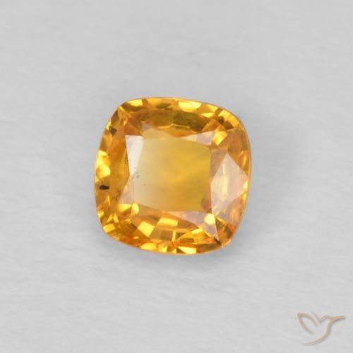0.41 ct Golden Sapphire Stone, Natural Sapphire in Cushion-Cut Shape for Sale