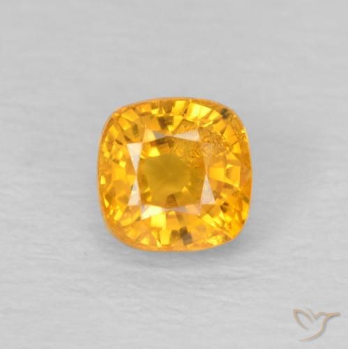 0.54ct Natural Medium Orange Sapphire, Cushion, VS