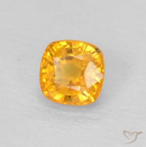 0.54 ct Golden Sapphire Stone, Natural Sapphire in Cushion-Cut Shape for Sale