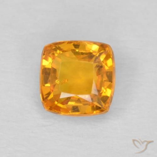 0.60ct Natural Orange-Gold Sapphire, Cushion, VS