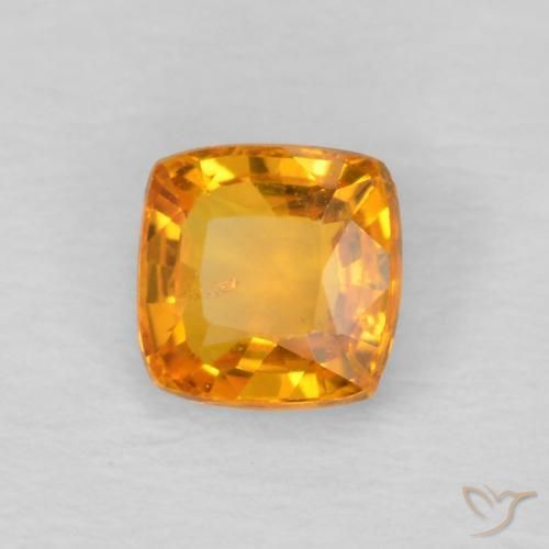0.60 ct Golden Sapphire Stone, Natural Sapphire in Cushion-Cut Shape for Sale
