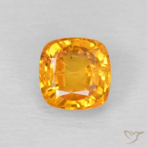0.62ct Natural Orange-Gold Sapphire, Cushion, VS